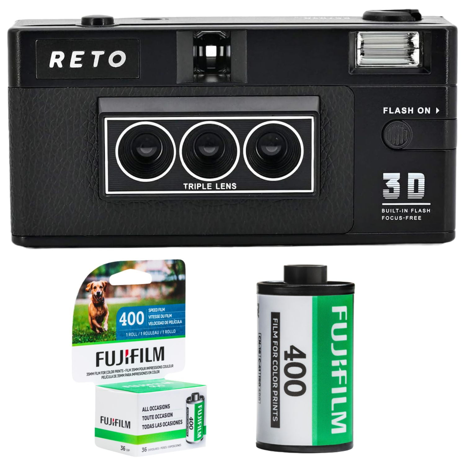RETO 3D Classic 35mm Film Camera - Retro Lenticular 3D Effect
