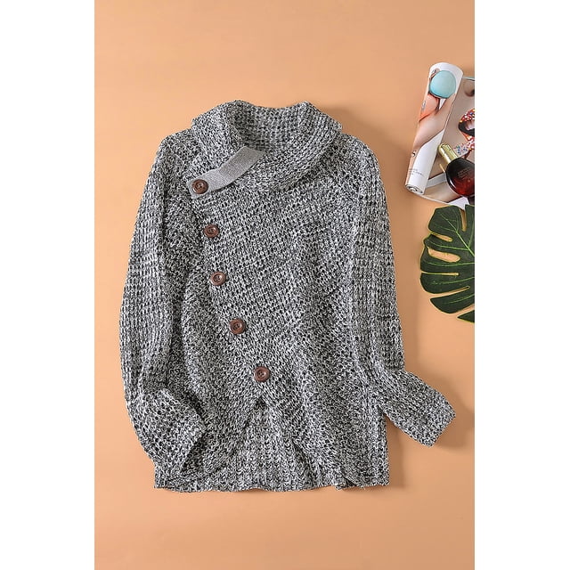 Pulls Femmes Chauds Asymétriques Tricotés Col Roulé Unis Enveloppants Manches Longues Chemises Tops Décontractés TTG