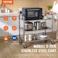 thumbnail image 2 of VEVOR Chariot Utilitaire de Cuisine, 3 Niveaux, Chariot Roulant en Fil Métallique avec Capacité de 450 Lb, Chariot de Service en Acier sur Roues, Chariot de Rangement en Métal, 2 of 9