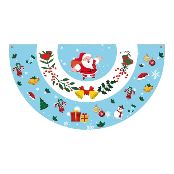 Yhmxh Drapeau de Jardin de Noël en Forme d'Éventail Drapeau Suspendu du Père Noël Bannière en Demi-Cercle Décorations de Noël Extérieures Fournitures de Fête de Noël Cadeaux de Noël pour Enfants Femmes Hommes