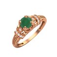 thumbnail image 2 of 5 MM Round Green Onyx 925 Sterling Silver Rose Plated Blossom Design Ring, 2 of 3