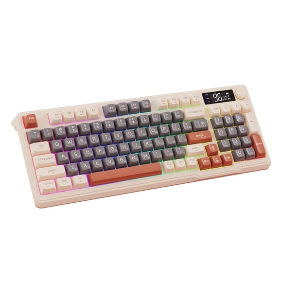 funtasica Russian Mechanical Gaming Keyboard PBT Keycaps 38.5x14.5cm Wireless Keyboard beige coffee