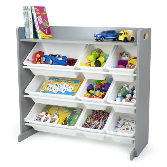 Humble Crew Cambridge White Toy Storage Organizer with Shelf and 9 Storage Bins