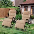 thumbnail image 1 of Costway 2 Pcs Coussin de Chaise Longue de Patio à Gravité Zéro avec Plateau, Fauteuil Inclinable Pliant d'Extérieur, Beige, 1 of 10
