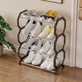thumbnail image 3 of HCBY Étagère à Chaussures à 4 Niveaux avec Tablettes Ventilées, Cadre en Tubes d'Acier pour Entrée, Garde-Robe, Dortoir, Rangement, Hommes Femmes, Organisation des Chaussures, 3 of 6