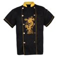 thumbnail image 1 of koolsoo Chef Embroidery Dragon Uniforms Collar T-Shirt - Black XL, as described, 1 of 9