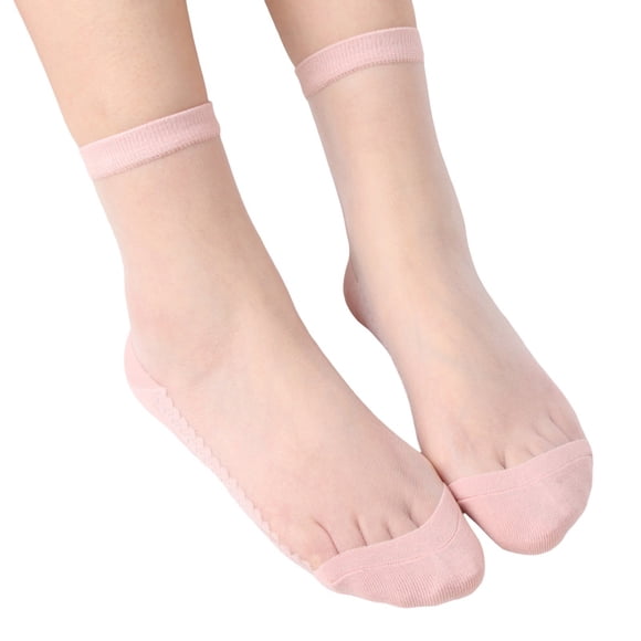 Women's Solid Color Crystal Stockings, Five-Toe, Non-Slip, Thin & Lightweight, Glass Fiber, Assorted Colors