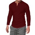 thumbnail image 1 of Men Long Sleeves  Neck Solid Button Pullover Casual Men T Shirt Men Blouse, 1 of 6