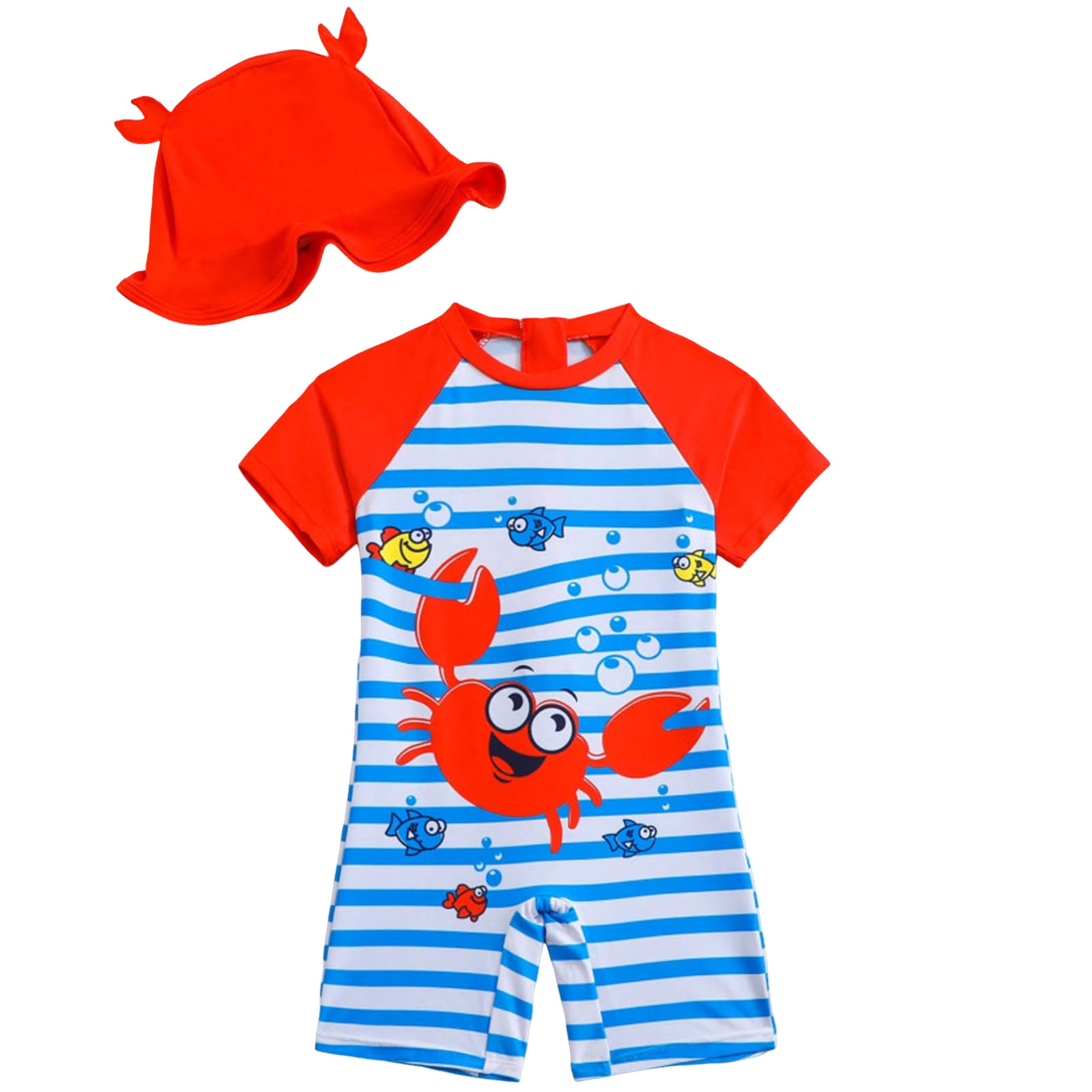 Zanarzt Baby Boy Swimsuit Rash Guard Baby Comfortable Breathable Skin Friendly Long Sleeved Swimsuit Fashionable Printed Zipper Swimsuit Red,6-7 Years