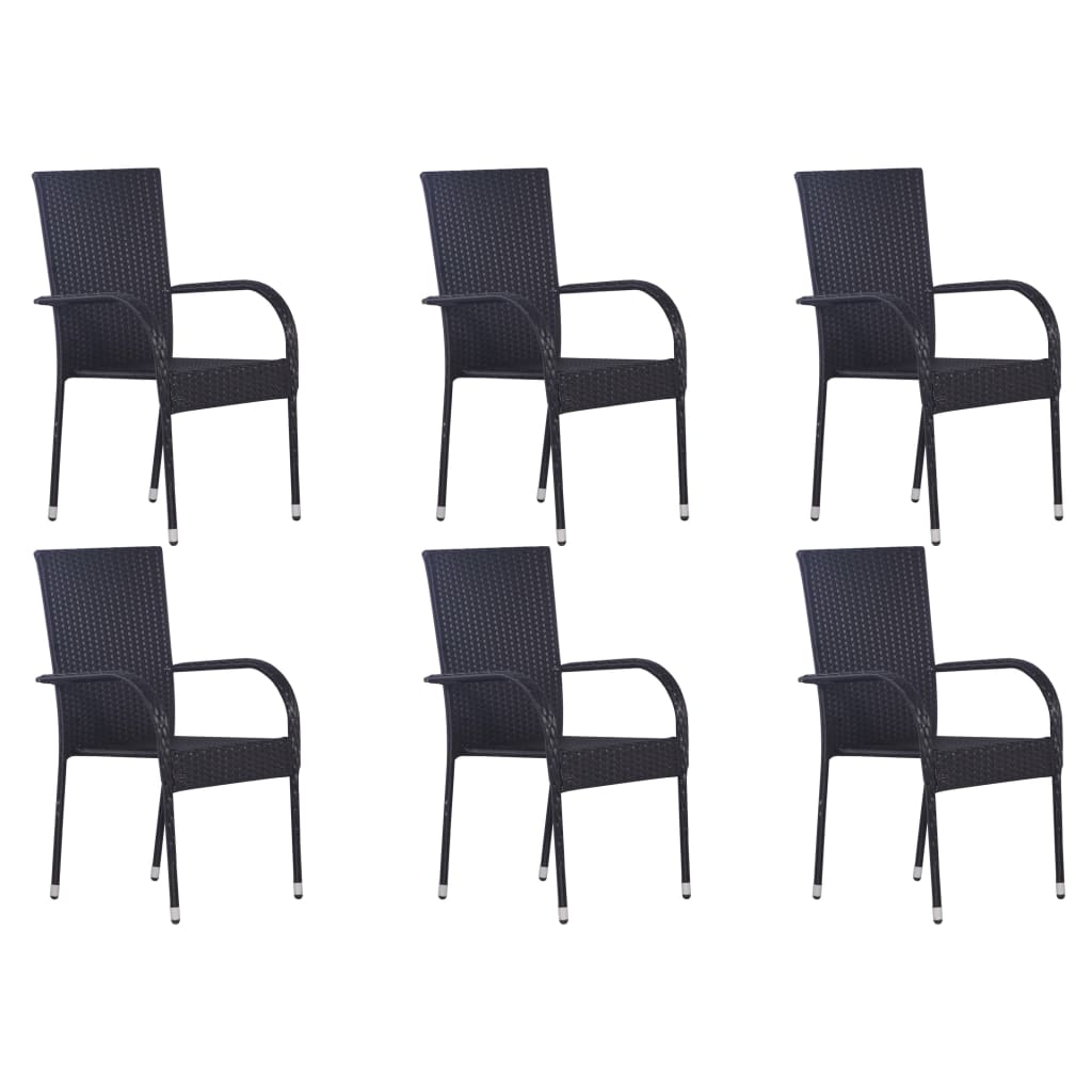 vidaXL Ensemble de Salle à Manger de Jardin 7 Pcs Noir