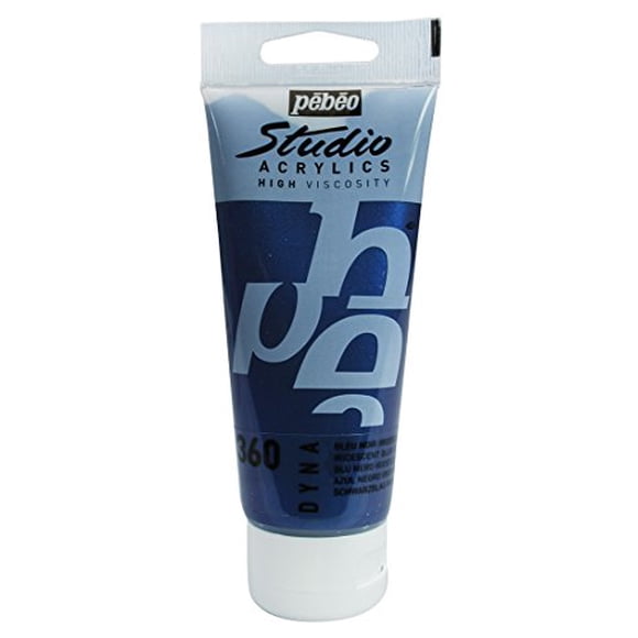 Pebeo Acryliques de Studio à Haute Viscosité, Acrylique Fin, 100 ml - Bleu Noir Iridescent
