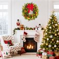 thumbnail image 4 of 24-Inch Prelit Christmas Wreath with 50 LED Lights, Large Red Bow, Pine Cones, Berries, Artificial Spruce, Weather-Resistant, Battery Operated with Timer, Perfect Outdoor Winter Decor, 4 of 5