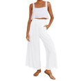 thumbnail image 3 of B91xZ Pantalon de Jogging pour Femmes, Ample, Droit, Jambe Grand, avec Poches, Mode Urbaine, Blanc TTG, 3 of 5