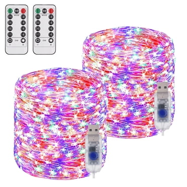 NITIDSKY USB Christmas Lights 66ft 200 LED Fairy Lights Wedding Party Decoration,Multicolor,2 Pack