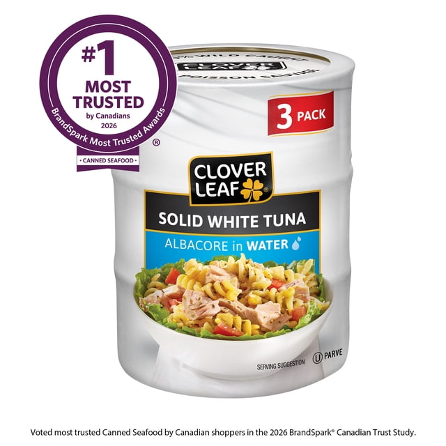 Clover LEAF® Thon blanc entier Germon dans l’eau 3x170g (3 boîtes). 100% poisson sauvage. Thon en conserve. Sans gluten.