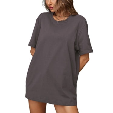 yillto Women's Oversized T Shirts Cotton Short Sleeve Crewneck Summer Tops Casual Loose Basic Tee Shirts