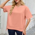 thumbnail image 4 of T-shirts à Manches Courtes pour Femmes Été Col Rond Décontracté Mode T-Shirt Basique Vêtements Mignons Tenues Tendance, 4 of 6