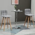 thumbnail image 2 of HOMCOM Bar Stool Set of 2 Upholstered Kitchen Stool w/ Wood Legs, Grey, 2 of 10