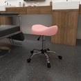 thumbnail image 2 of HOMCOM Tabouret Selle en Cuir PU Hauteur Réglable Chaise de Salon à Roulettes Rose, 2 of 10