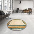 thumbnail image 3 of Ahgly Company Tapis d'Intérieur Ronds Abstraits Kaki et Or, Tapis de Zone Abstraits, 6 Pieds Rond, 3 of 6