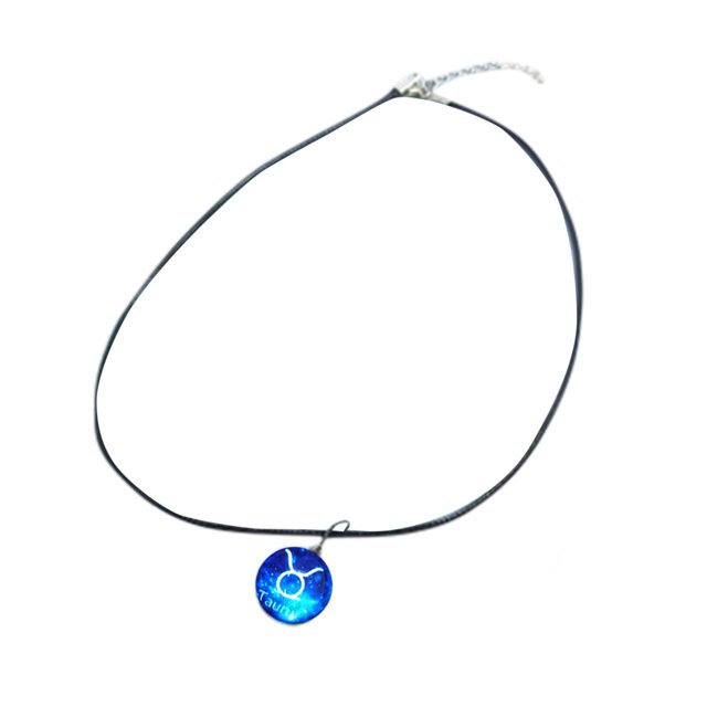 Fashion Luminous Colorful Twelve Constellations Zodiac Design Necklace Gift