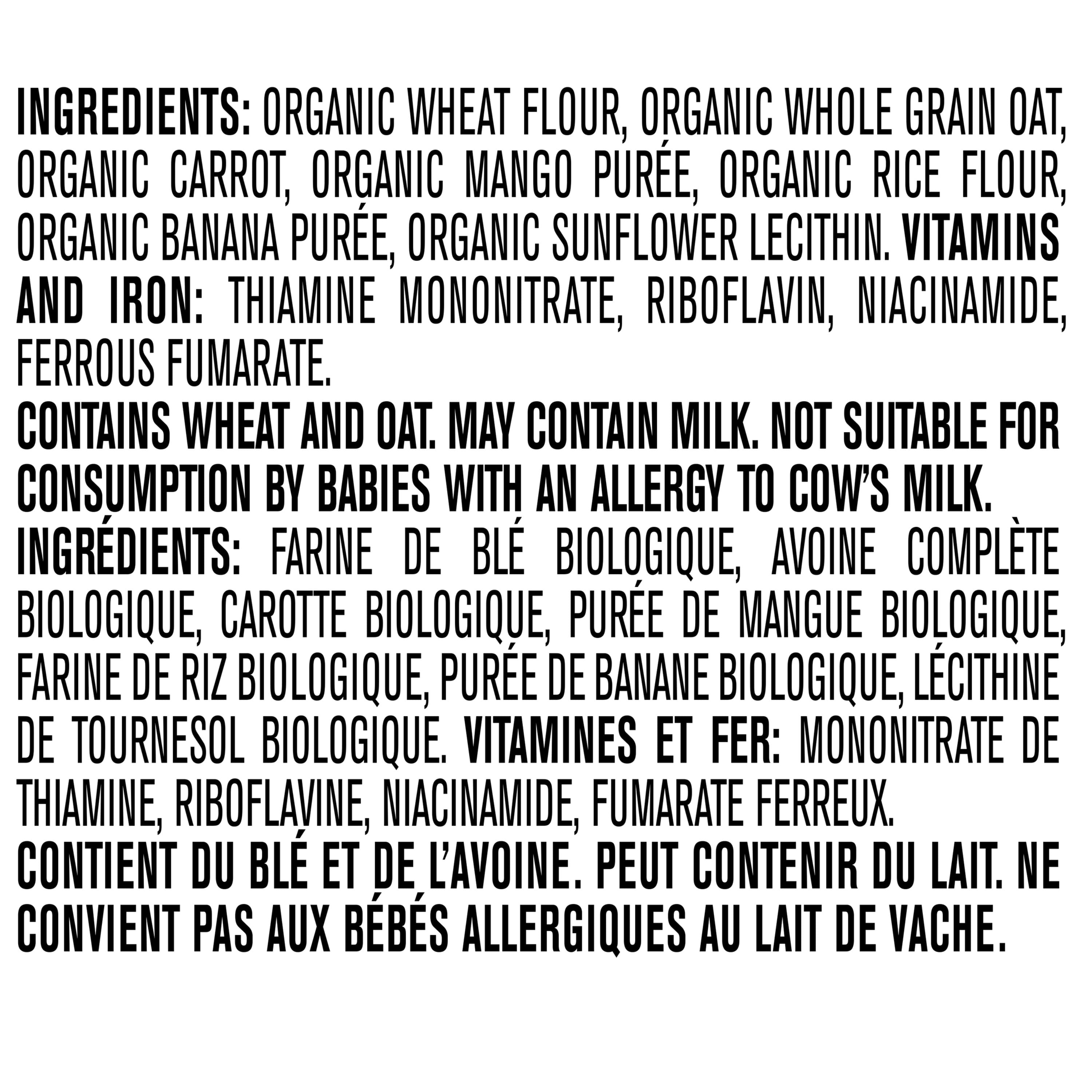 GERBER Bio Blé Et Avoine Ent. Mangue Carotte, Cér. Bébés