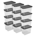 thumbnail image 1 of Sterilite 30 Qt Clear Plastic Storage Container Bin w/ Latch Lid, 12 Pack, 1 of 11