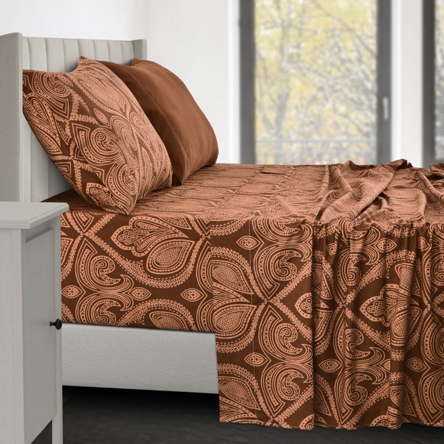 Lux Decor Collection Draps de Lit - Ensemble de 4 Pcs Draps Simple TG - Draps en Microfibre Brossée 1800 Fils