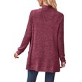 thumbnail image 2 of Innerwin Knitted Sweaters Open Front Ladies Cardigans Holiday Long Sleeve Knitwear Cardigan Sweater Wine Red XL, 2 of 3