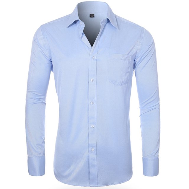 Chemise Habillée Extensible pour Homme à Coupe Régulière, Col Flexible Ultra Infroissable - Fermeture à Boutons, Lavage à la Machine, Poche Poitrine