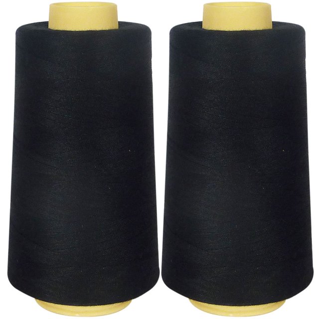 Superpunch SuperSew Black Polyester Sewing Thread, 2 Cones of 3000 m
