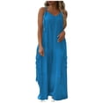 thumbnail image 1 of Wlynlyn Combinaisons Grande Taille pour Femmes Combinaisons Sans Manches Col en V Pantalons Larges Taille m, 1 of 7