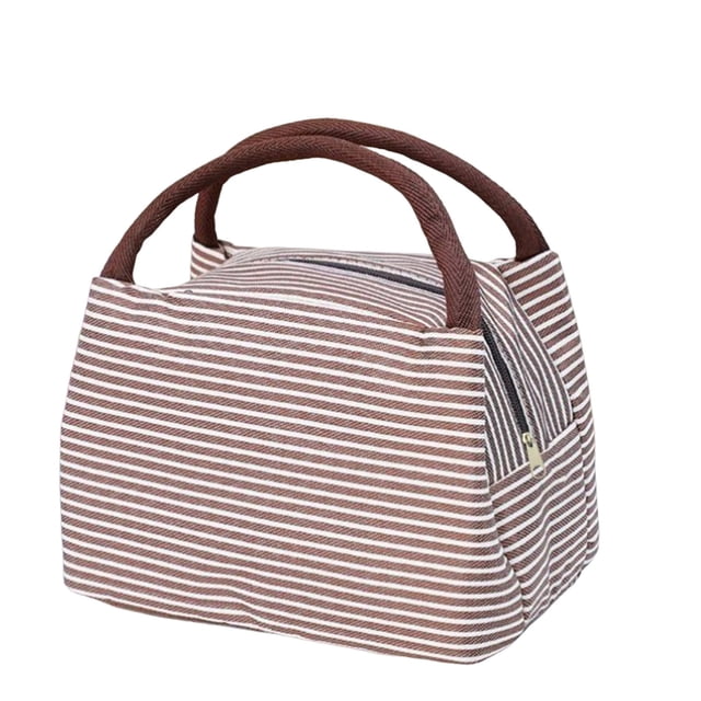 Food Storage - Portable Bento Bag for Lunches with Thermal Insulation and Striped Pattern Ideal for Work or School