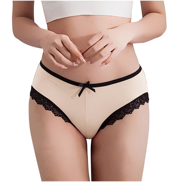 FAIWAD Womens Lace Trim Satin Panties Low Waist Cotton Crotch Hipster Underwear Stretch Breathable Panties