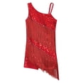 thumbnail image 3 of Ocealan Robe de Danse Latine pour Filles Paillettes Jazz Moderne Fête d'Anniversaire Jupe à Franges Rouge 8, 3 of 5