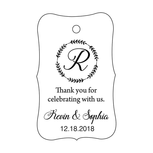 100 PCS Custom Made Scallop Edges Hang Tags Thank You For Celebrating Wedding Favor Gift Paper Tags