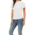 thumbnail image 4 of INSPIRE CHIC Blouse pour Femme à Encolure Froncée et Volantée, Dos Goutte d'Eau, Blanc P, 4 of 5