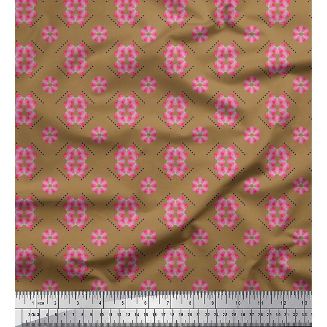 Soimoi Moss Georgette Fabric Dot & Floral Artistic Decor Fabric Printed Yard 42 Inch Wide
