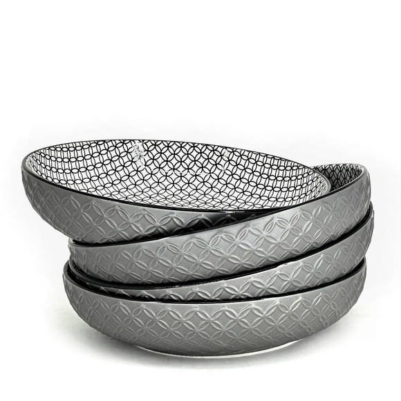 BIA S/4 Textured Shallow Bowls, Grey