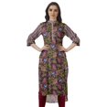 thumbnail image 1 of Moomaya Tunique en Coton à Manches Retroussables pour Femmes Kurti Imprimé Longueur Genou Kurta d'Été, 1 of 6