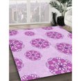 thumbnail image 3 of Ahgly Tapis Rond Lavable en Machine Intérieur Transitionnel Fleur Rose, 4 Pieds Rond, 3 of 7