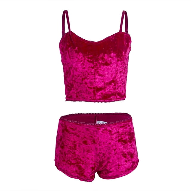 SUNSIOM Women 2PCS Lingerie Set Slim Sling Crop Top Short Elastic Band Pants
