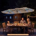 thumbnail image 4 of Costway Double-Sided Patio Umbrella with Color-Changing Flowing Solar LED Lights Crank Lift Brown, 4 of 10
