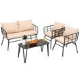 thumbnail image 2 of Costway Ensemble de Mobilier de Patio 4 Pcs Canapé Coussiné Causeuse Accoudoirs Table Jardin, 2 of 8
