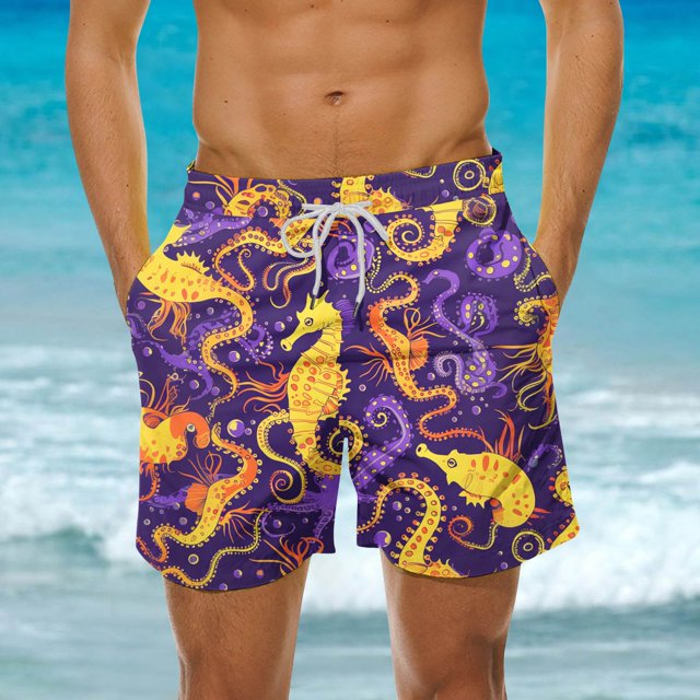 LSLJS Shorts de Plage Amples d'Été pour Hommes avec Poche, Shorts de Plage