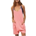 thumbnail image 1 of Combinaison pour Femme Été à Encolure Dégagée Unie Sans Manches Décontractée Courte Combinaisons Courtes avec Poches Salopettes Pantalons pour Dames, 1 of 5
