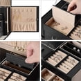 thumbnail image 4 of Womens Lockable Jewellery Boxes Organizers, 20 Compartments Multi-Layer Leather Storage Case for Earrings Rings Necklace, 4 of 7