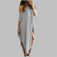 thumbnail image 3 of Becaristey Robe Maxi pour Femme à Rayures Longues Robes Décontractées Amples Caftan Surdimensionné Col Rond Blanc TG, 3 of 6