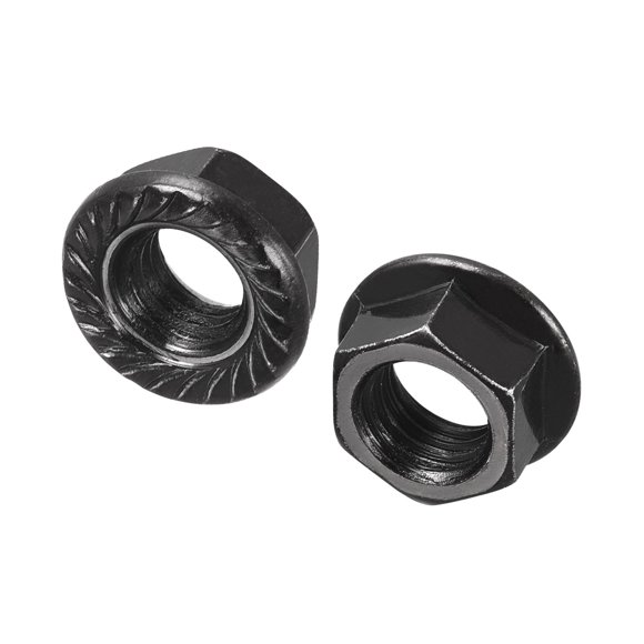 Unique Bargains M10 Serrated Flange Hex Lock Nuts, Carbon Steel Black Oxide Finished 20 Pack