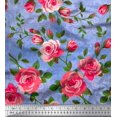 thumbnail image 1 of Soimoi polyester Crepe Fabric Leaves & Rose Flower Print Fabric by the Yard 52 Inch Wide, 1 of 3